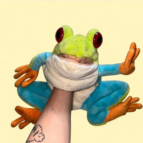 Colorful Plush Frog Puppet - Picture 1 of 4